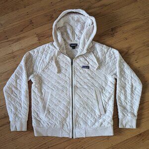 PATAGONIA Oatmeal Cream Heather Quilted Organic Cotton Zip Hoodie - SIze M